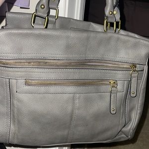 Grey purse , leather